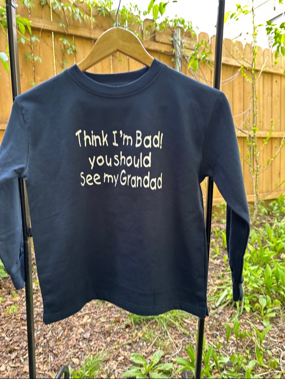 Kids 7~8Years Navy Blue Long-Sleeve Top with White Text